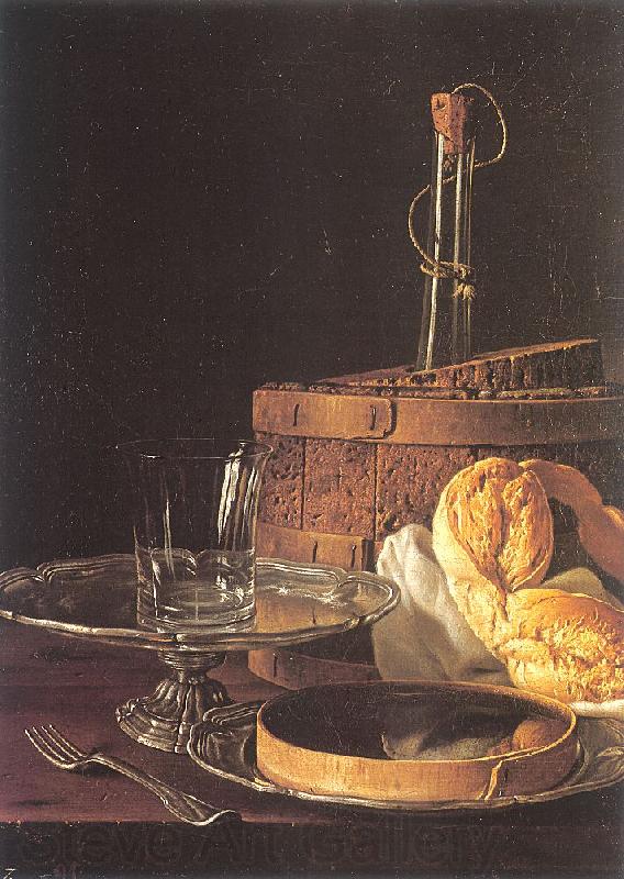 Melendez, Luis Eugenio Still-Life with a Box of Sweets and Bread Twists Norge oil painting art